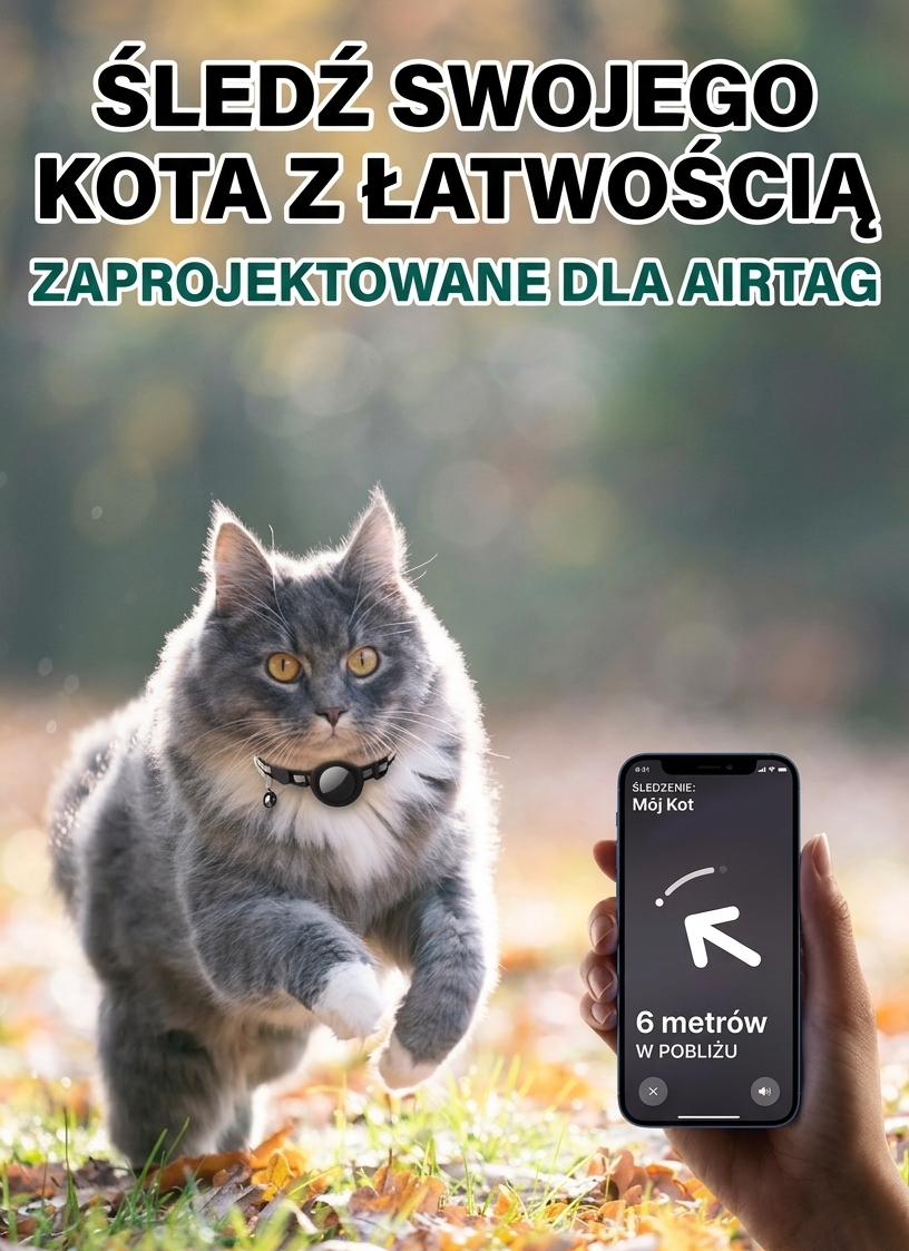 AirCollar – Odblaskowa obroża dla kota z uchwytem na AirTag