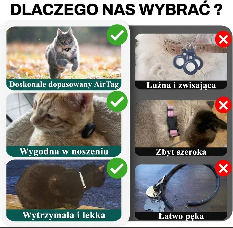 AirCollar – Odblaskowa obroża dla kota z uchwytem na AirTag