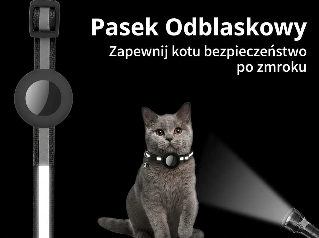 AirCollar – Odblaskowa obroża dla kota z uchwytem na AirTag